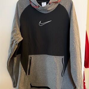 Nike Men's Black and Gray Pullover Hoodie